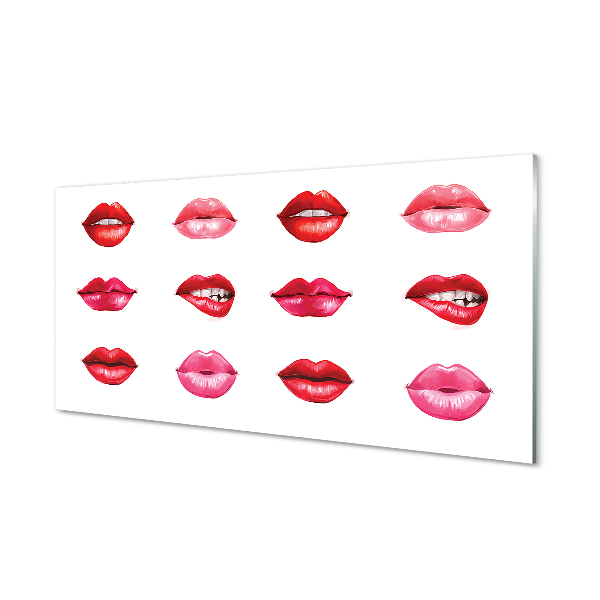Schilderij op glas Rode en roze lippen