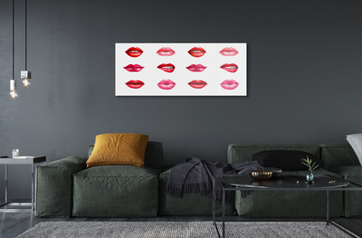 Schilderij op glas Rode en roze lippen