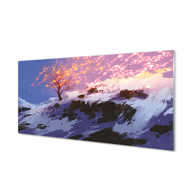 Schilderij op glas Winter bergboom