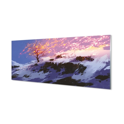 Schilderij op glas Winter bergboom