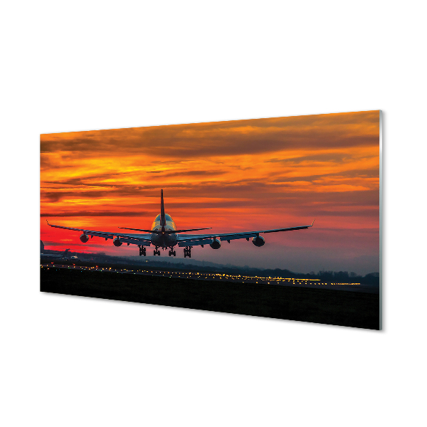 Schilderij op glas West-vliegtuigwolken
