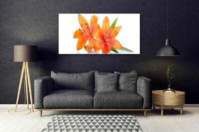 Foto op glas Oranje bloemen van de installatie