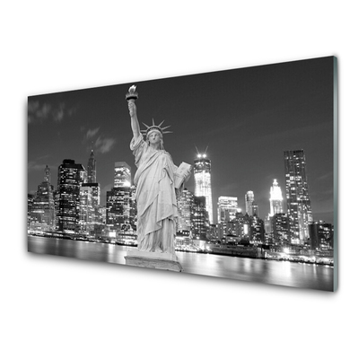 Foto op glas Vrijheidsbeeld new york