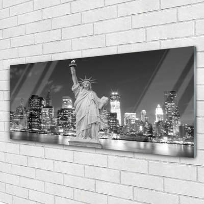Foto op glas Vrijheidsbeeld new york