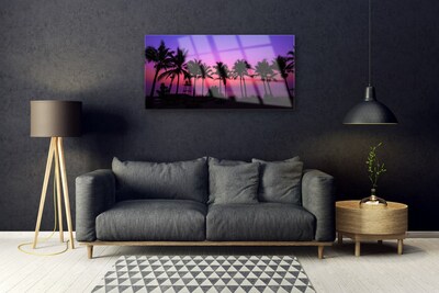 Foto op glas Palm bomen landschap