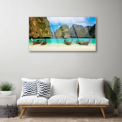 Foto op glas Strand zee mountain landscape