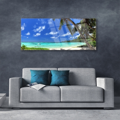 Foto op glas Palm tree sea landscape