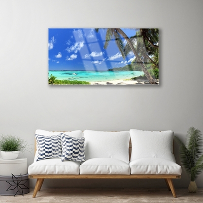 Foto op glas Palm tree sea landscape