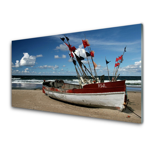 Foto op glas Boot sea beach landschap