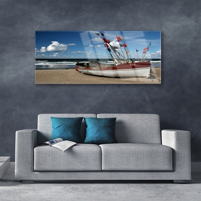 Foto op glas Boot sea beach landschap