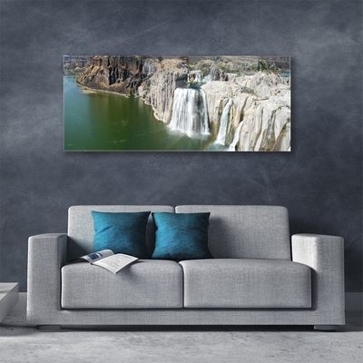 Foto op glas Waterfall lake landscape