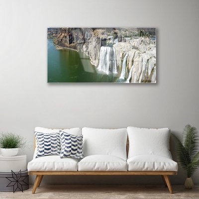Foto op glas Waterfall lake landscape