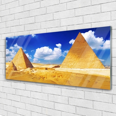 Glas schilderij Piramides landschap van de woestijn