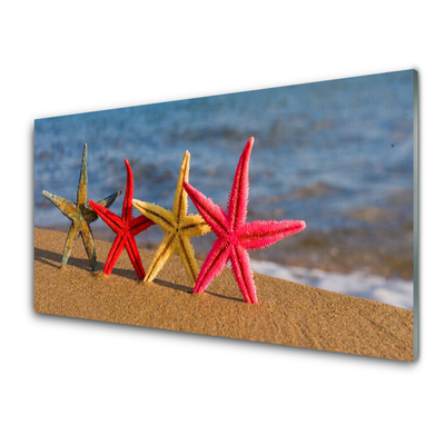 Glas schilderij Starfish beach art