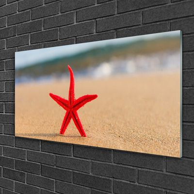 Glas schilderij Starfish beach art