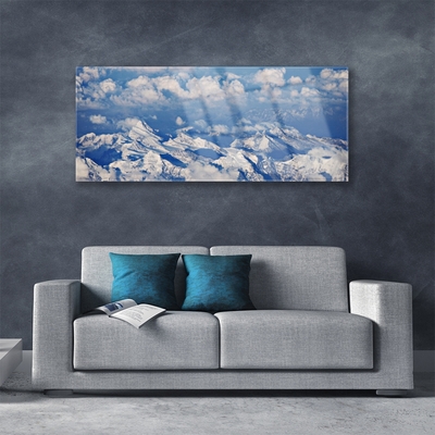 Glas schilderij Wolken landschap van de berg