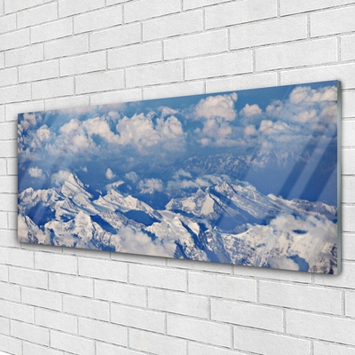 Glas schilderij Wolken landschap van de berg