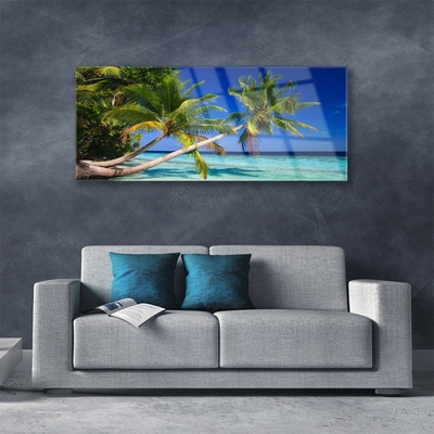 Glas schilderij Palm tree sea landscape