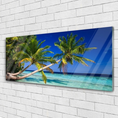 Glas schilderij Palm tree sea landscape