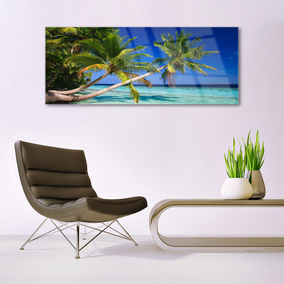 Glas schilderij Palm tree sea landscape