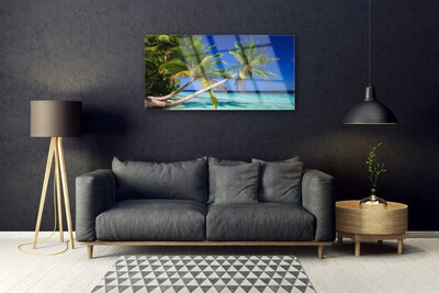 Glas schilderij Palm tree sea landscape