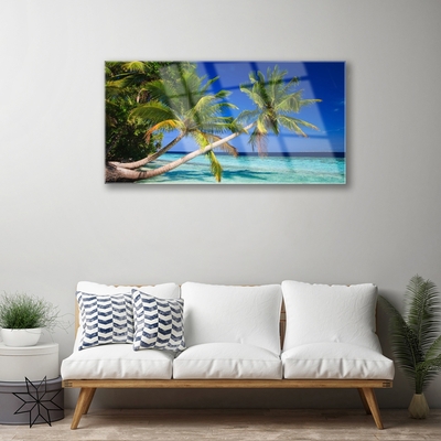 Glas schilderij Palm tree sea landscape