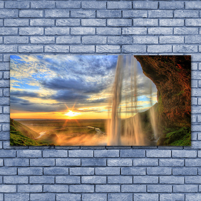 Glas schilderij Waterval landschap water