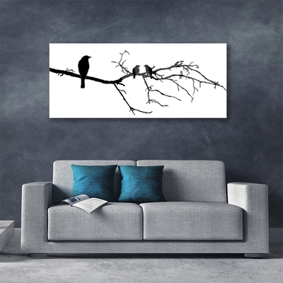 Glas schilderij Bird branch nature art