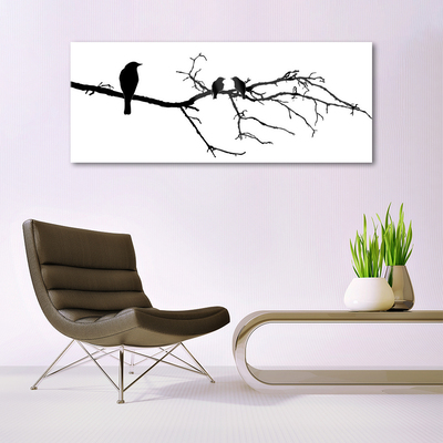 Glas schilderij Bird branch nature art