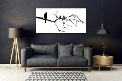 Glas schilderij Bird branch nature art