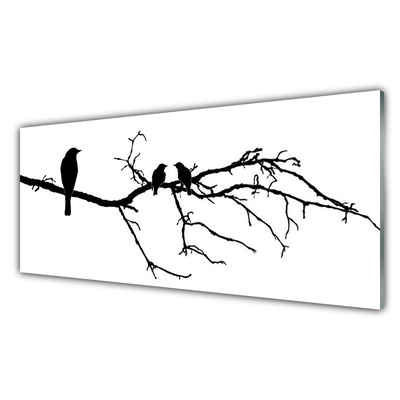 Glas schilderij Bird branch nature art