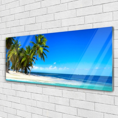 Glas schilderij Palm tree sea landscape