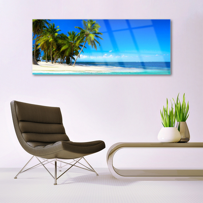 Glas schilderij Palm tree sea landscape