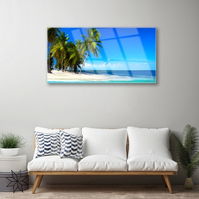 Glas schilderij Palm tree sea landscape