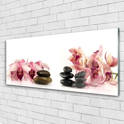 Glas schilderij Flower stones art