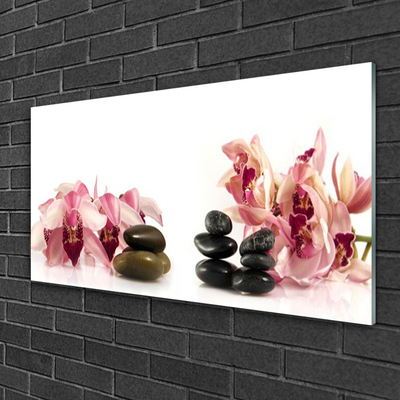 Glas schilderij Flower stones art