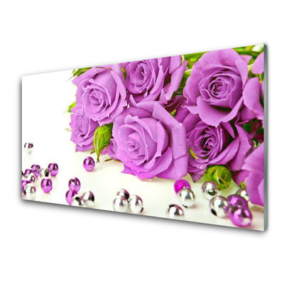 Glas schilderij Rozen bloemen