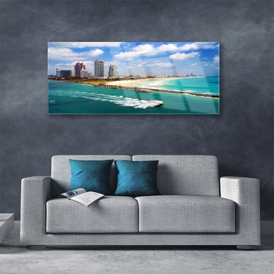 Glas schilderij Ocean city beach landschap