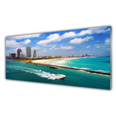 Glas schilderij Ocean city beach landschap