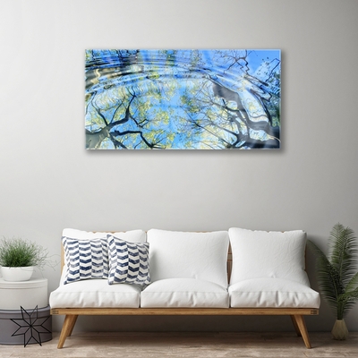 Glas schilderij Water trees nature art