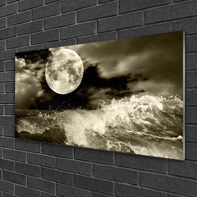 Glas schilderij Nacht landschap van de maan