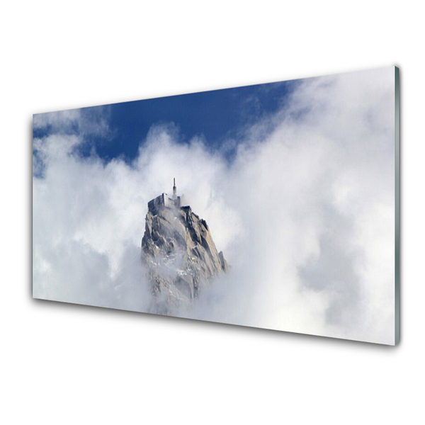 Glas schilderij Wolken landschap van de berg