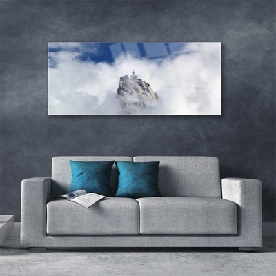 Glas schilderij Wolken landschap van de berg