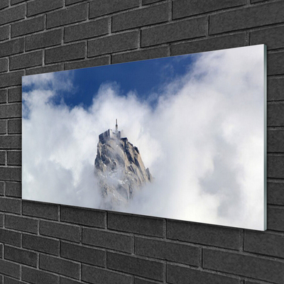 Glas schilderij Wolken landschap van de berg