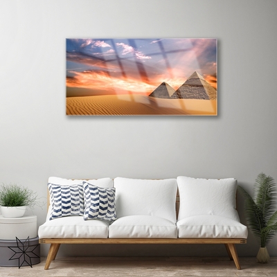 Glas schilderij Desert piramides op muur