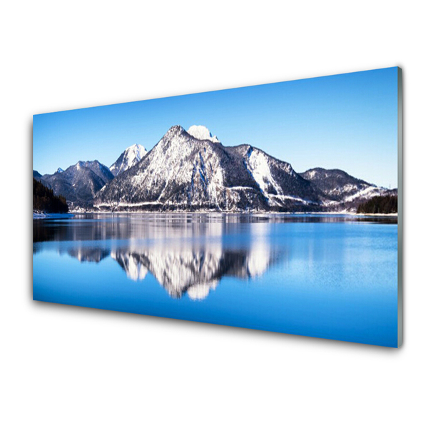 Glas schilderij Het landschap van bergen lake