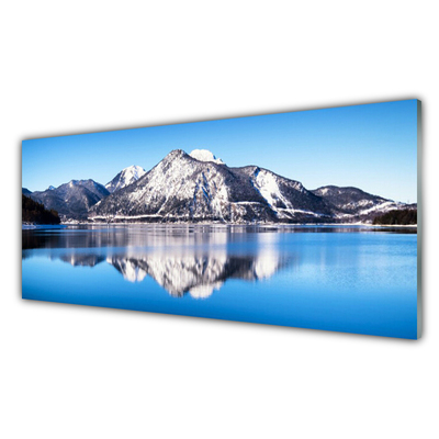 Glas schilderij Het landschap van bergen lake