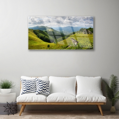 Glas schilderij Mountain meadow landscape