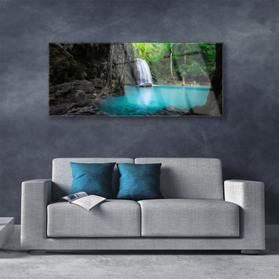 Glas schilderij Lake natuur van de waterval