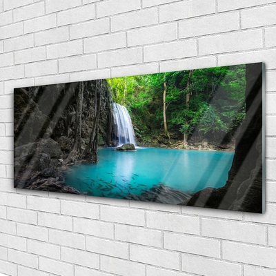 Glas schilderij Lake natuur van de waterval